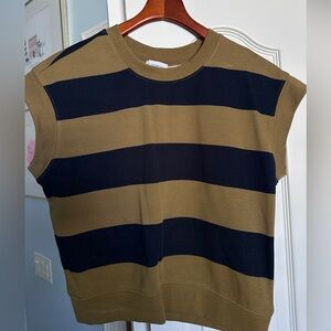 Evereve Green and Black Striped Top